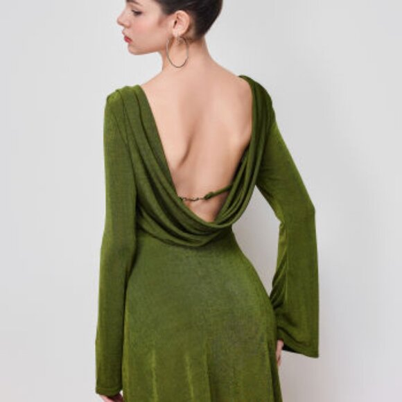 Cider Boat Neck Solid Backless Mini Dress - Picture 4 of 4